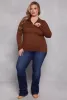 Plus Size Mock Neck Quarter Zip Top sold by Rainbow