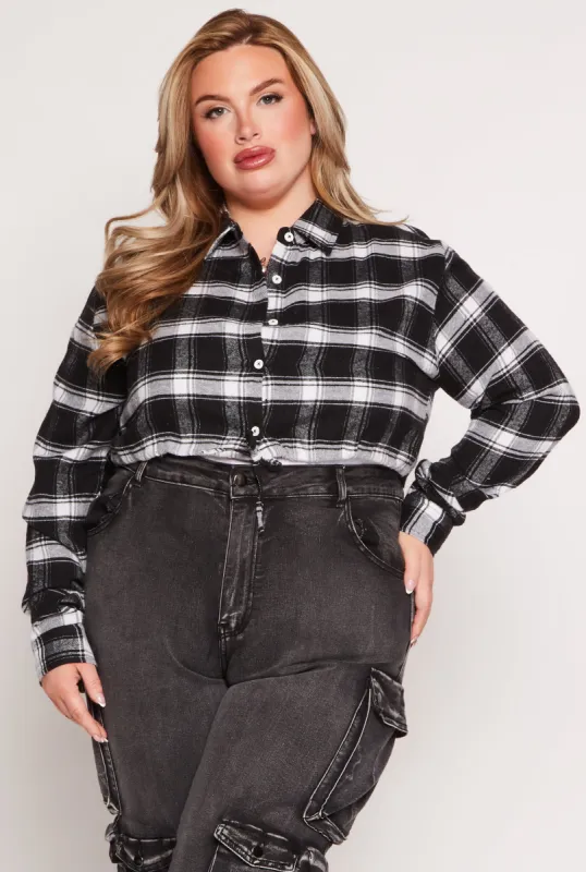 Plus Size Plaid Tie Hem Crop Top sold by Rainbow