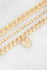 Heart Rhinestone Charm Chain Bracelet Trio sold by Rainbow
