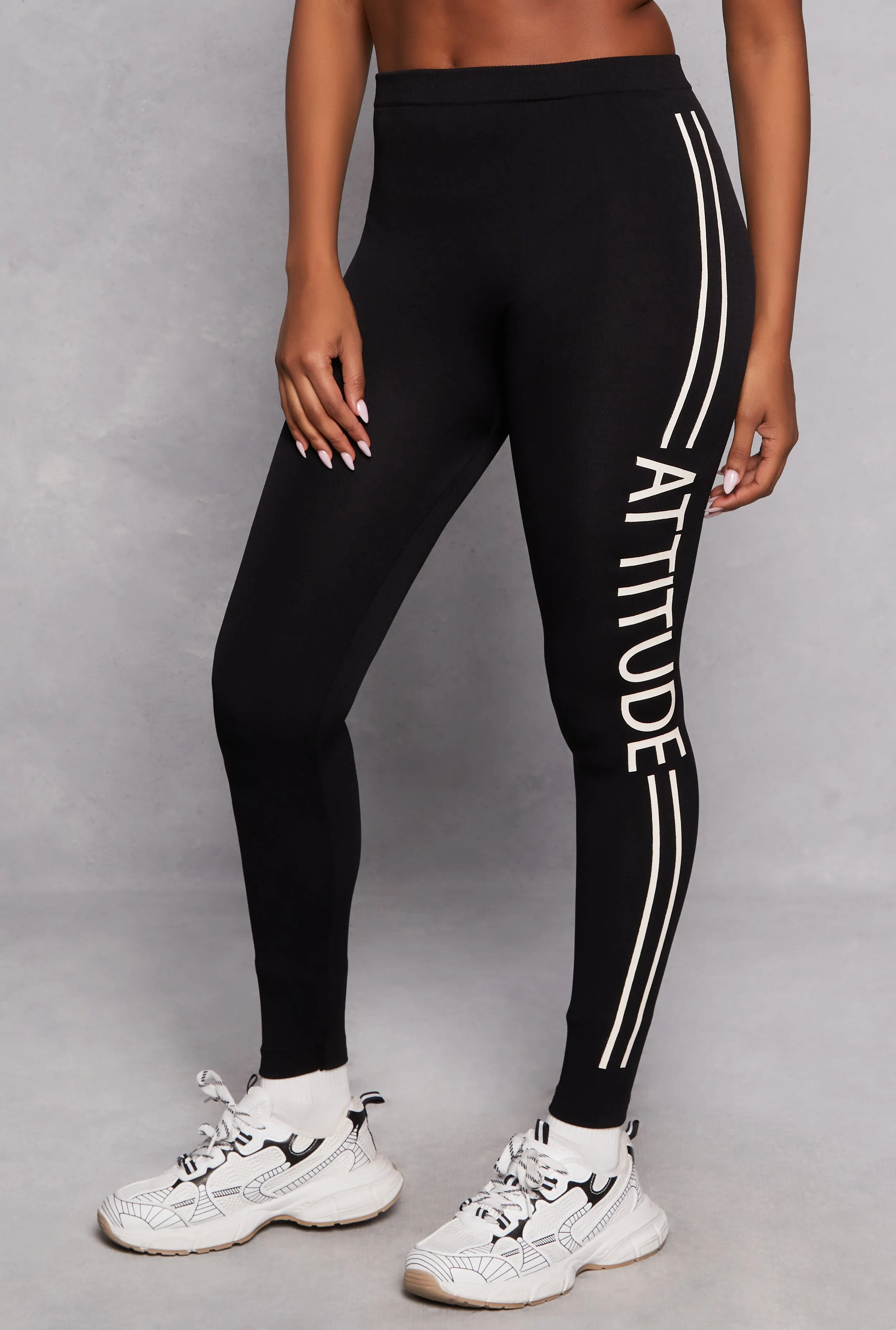 Fleece Attitude Graphic Side Stripe Leggings sold by Rainbow product image thumbnail 2