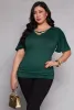 Plus Size Criss Cross V Neck Flutter Sleeve Top sold by Rainbow
