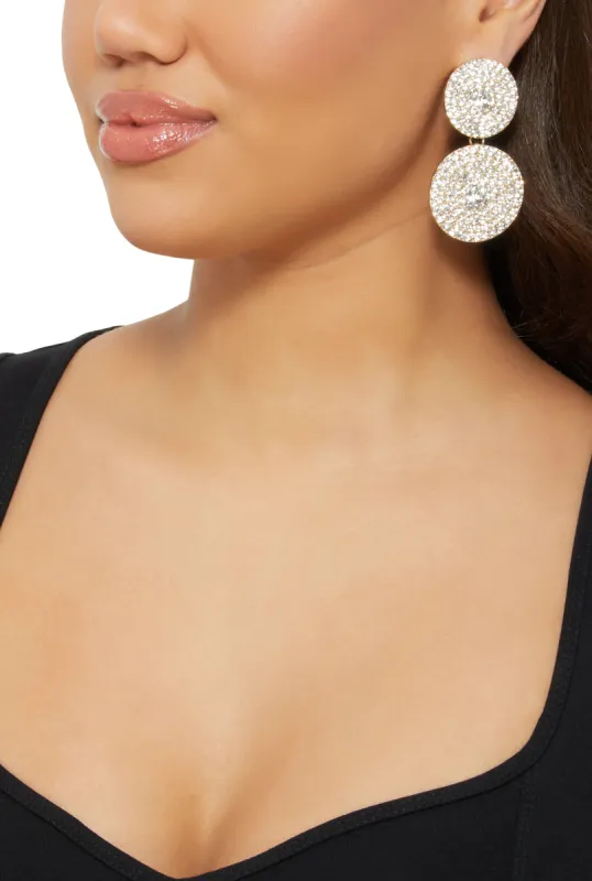 Pave Disc Drop Earrings sold by Rainbow
