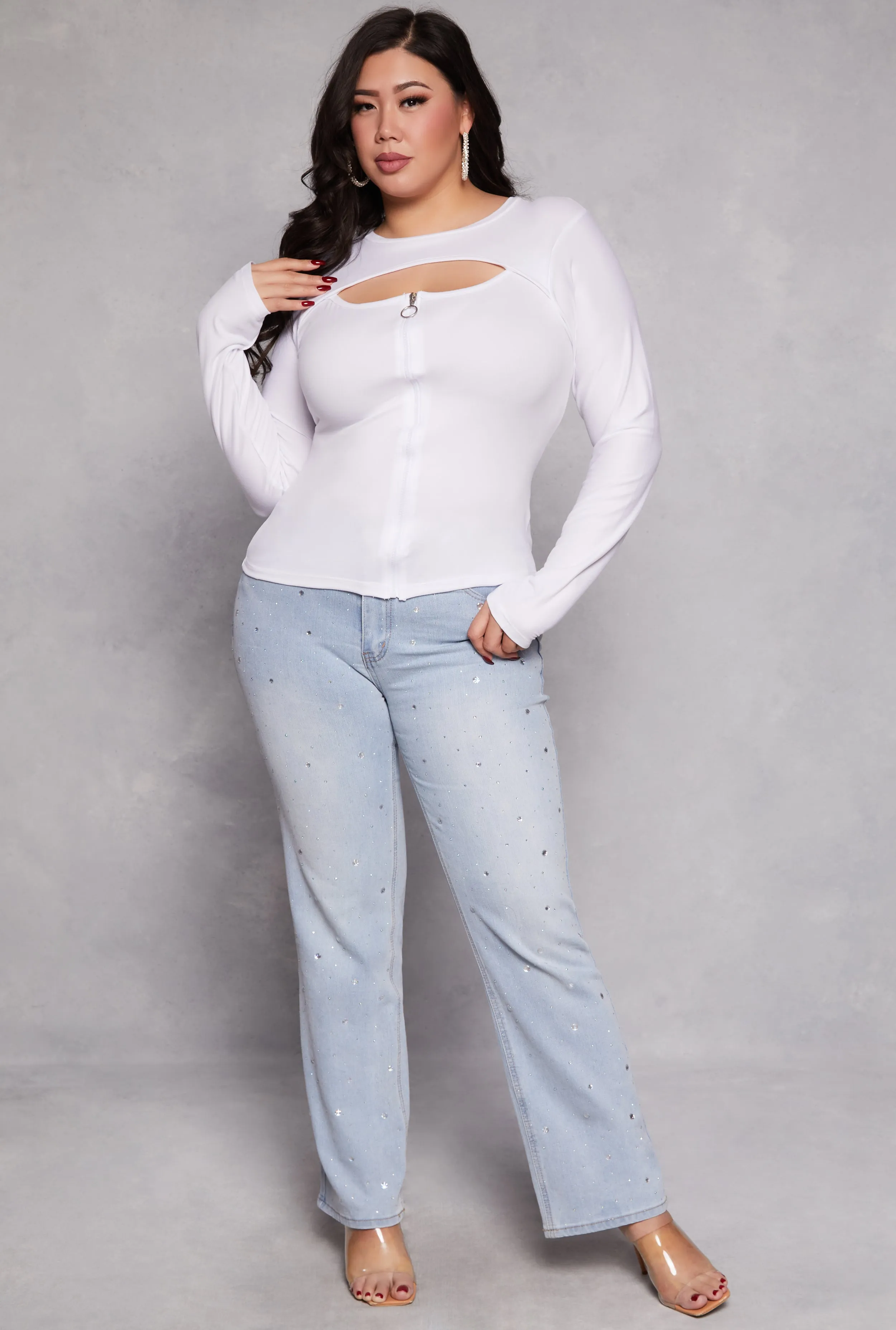 Plus Size Cut Out Zip Front Top sold by Rainbow product image thumbnail 2