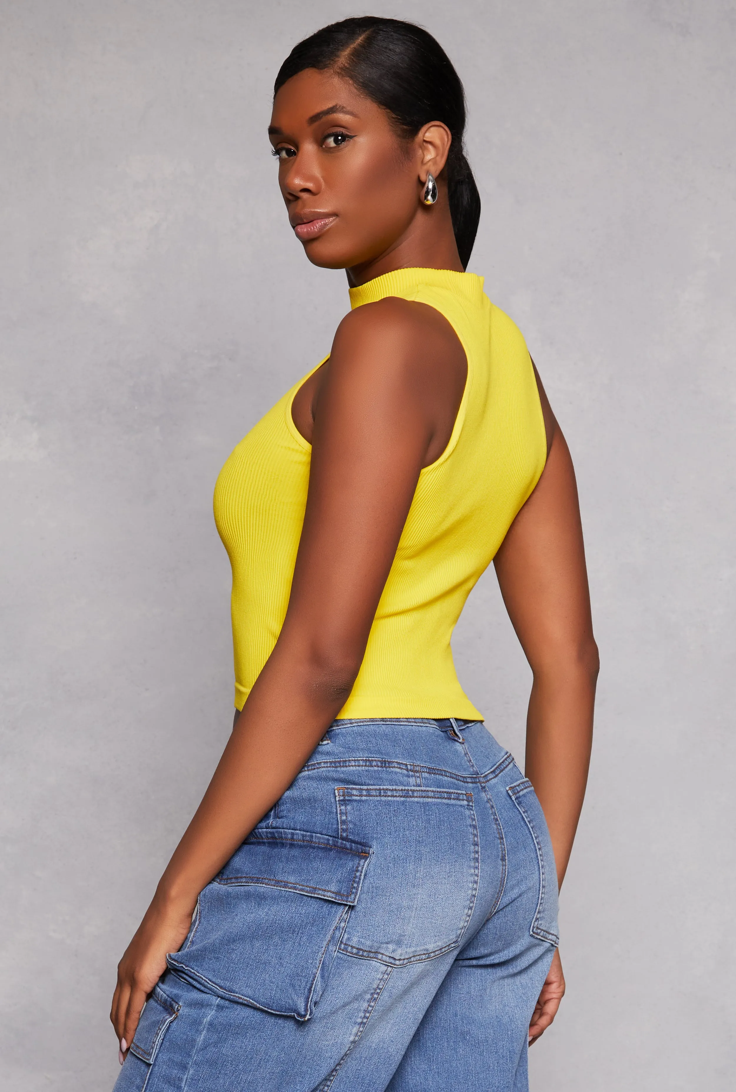 Seamless Ribbed Knit Mock Neck Top sold by Rainbow product image thumbnail 3