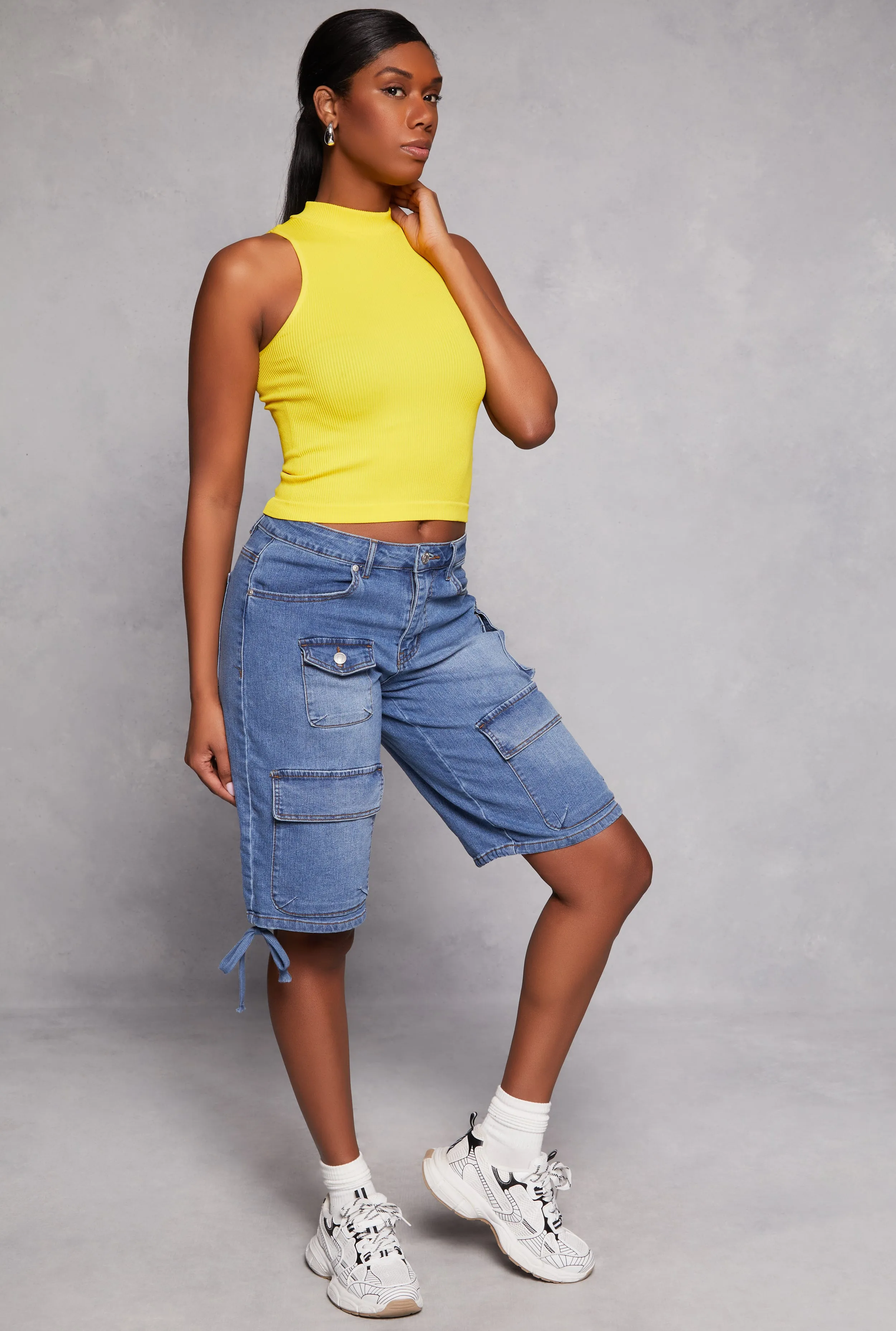 Seamless Ribbed Knit Mock Neck Top sold by Rainbow product image thumbnail 2