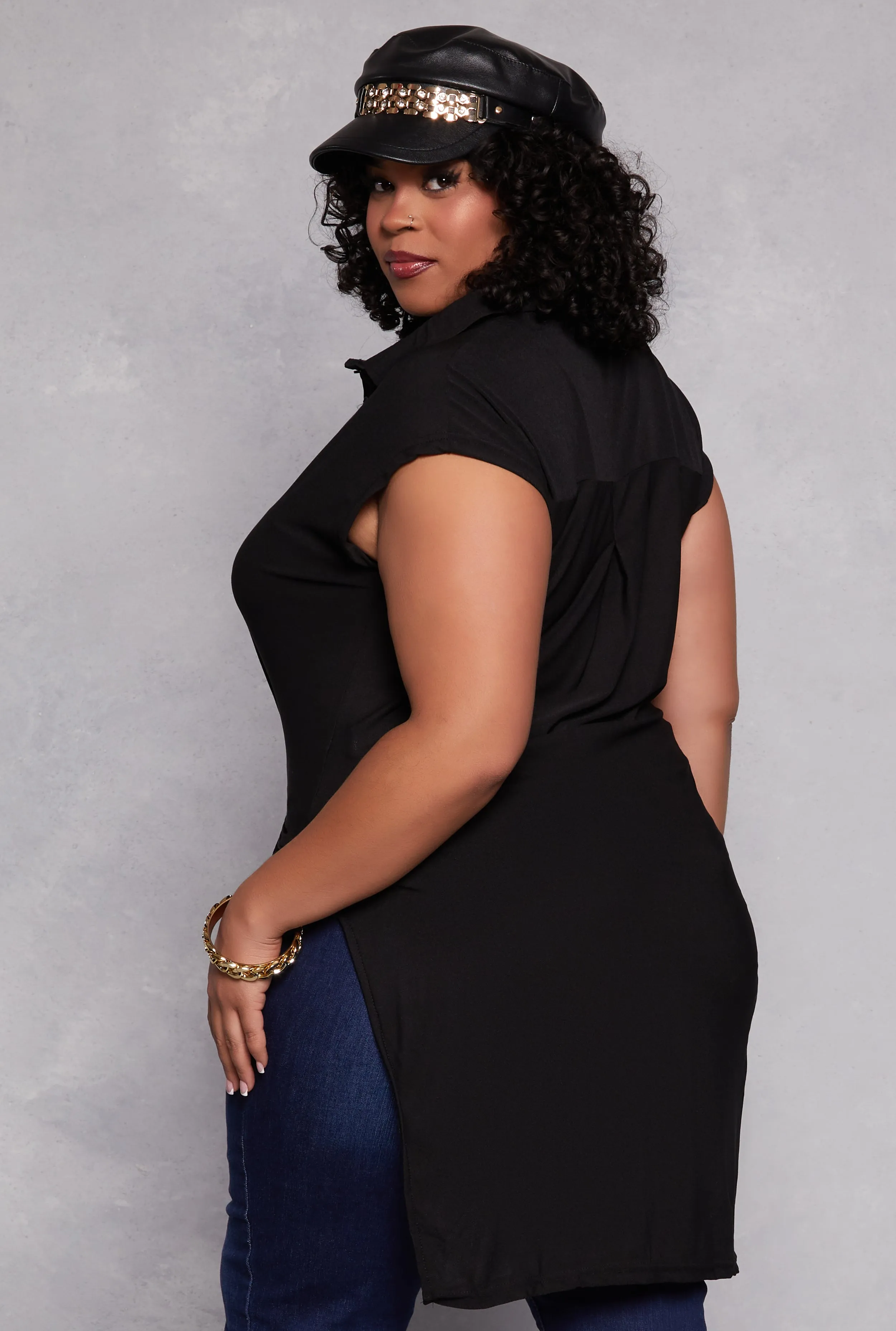 Plus Size Tie Front Button Front Shirt sold by Rainbow product image thumbnail 3