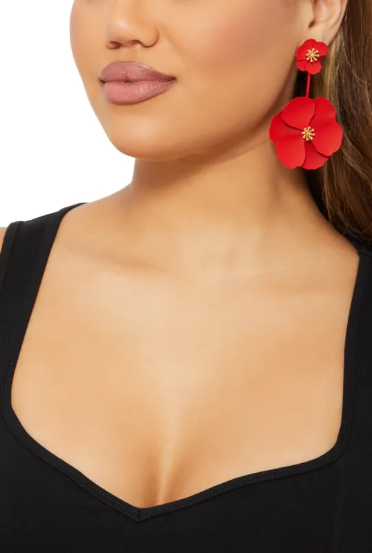 Double Flower Drop Earrings sold by Rainbow