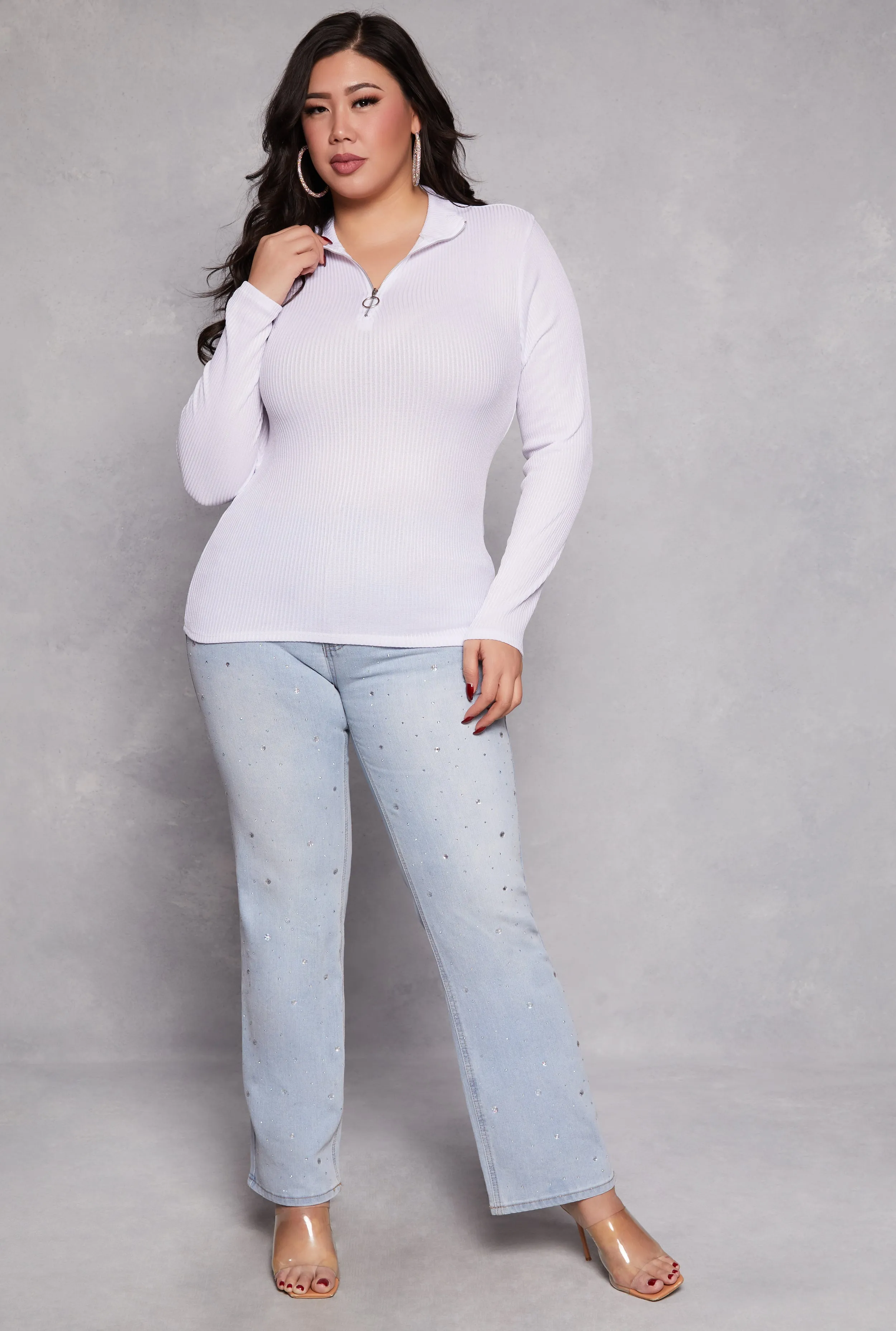 Plus Size Mock Neck Quarter Zip Top sold by Rainbow product image thumbnail 2