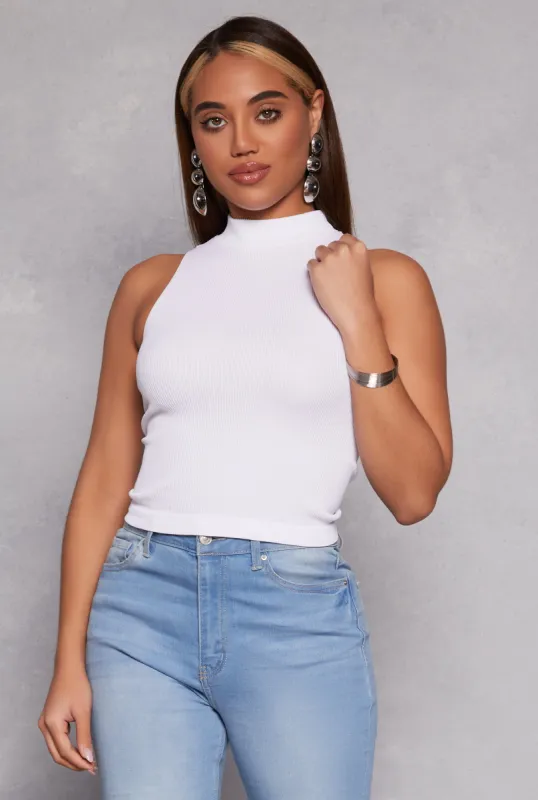 Seamless Ribbed Knit Mock Neck Top sold by Rainbow