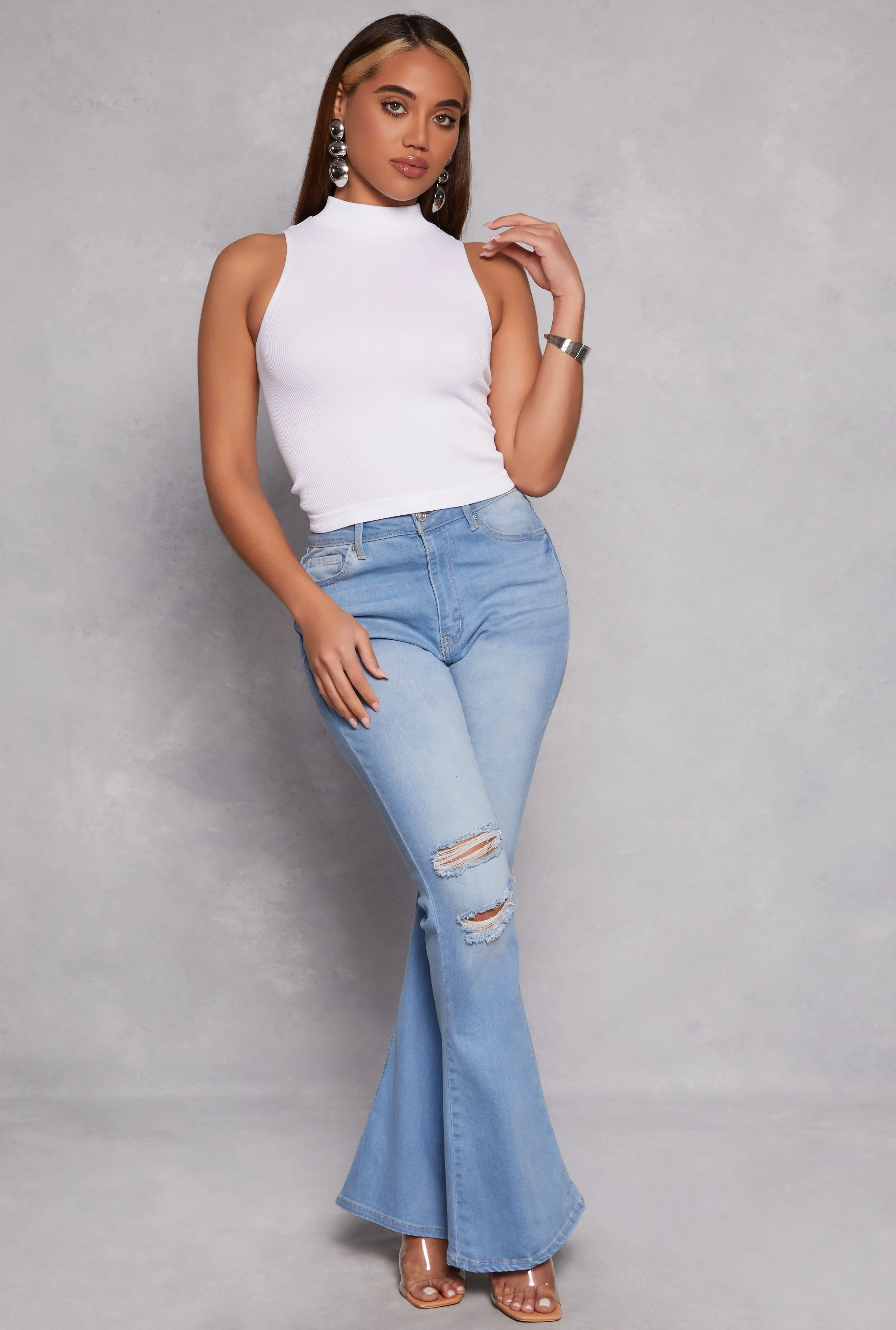 Seamless Ribbed Knit Mock Neck Top sold by Rainbow product image thumbnail 2