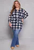 Plus Size Plaid Tie Waist Belted Shirt sold by Rainbow