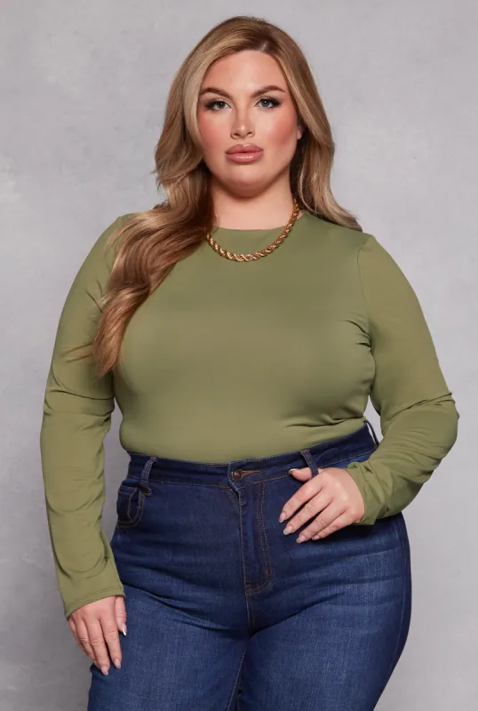 Plus Size Crew Neck Long Sleeve Top sold by Rainbow