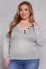 Plus Size Brushed Ribbed Knit V Neck Top sold by Rainbow