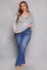 Plus Size Brushed Ribbed Knit V Neck Top sold by Rainbow