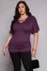 Plus Size Criss Cross V Neck Flutter Sleeve Top sold by Rainbow