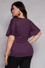Plus Size Criss Cross V Neck Flutter Sleeve Top sold by Rainbow