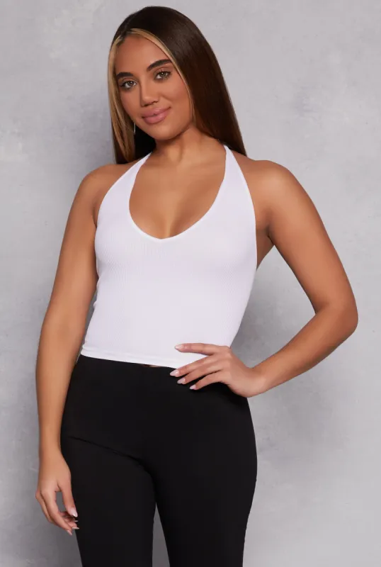 Ribbed Knit Seamless Halter Top sold by Rainbow