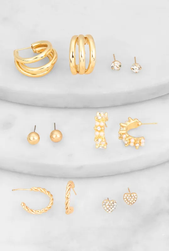 Assorted Hoop and Stud Earrings Set sold by Rainbow