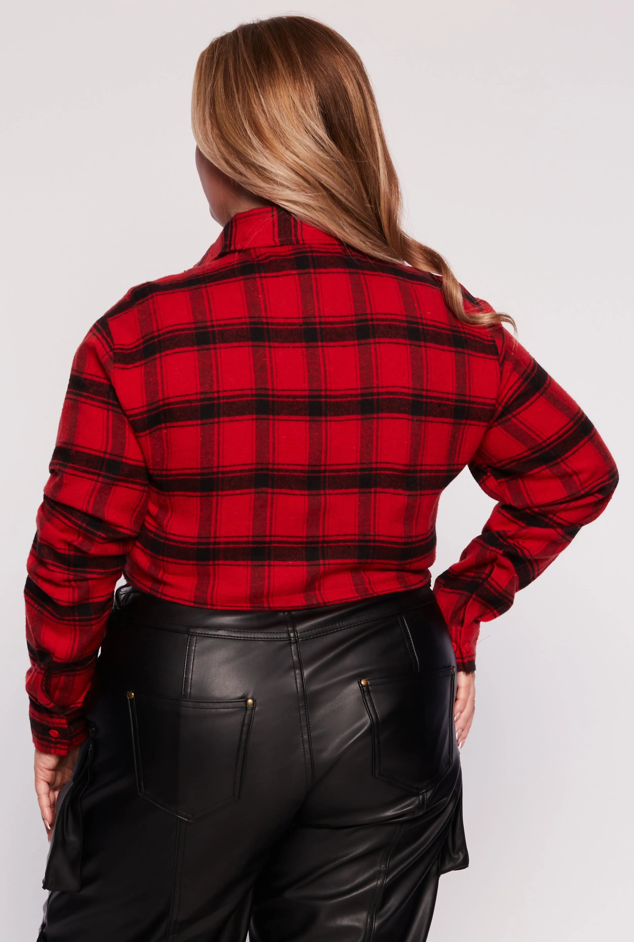 Plus Size Plaid Tie Hem Crop Top sold by Rainbow product image thumbnail 3