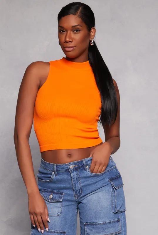 Seamless Ribbed Knit Mock Neck Top sold by Rainbow