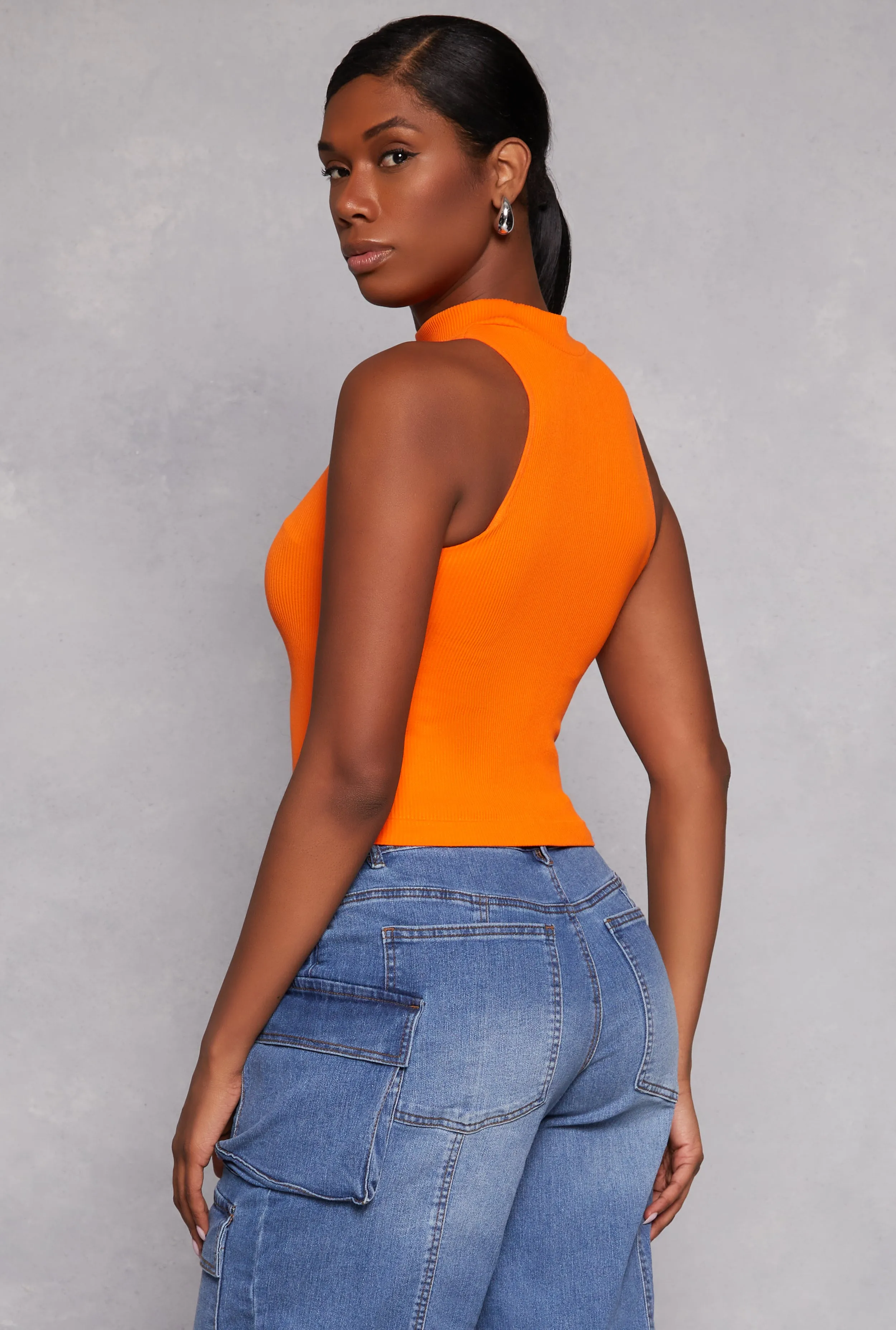 Seamless Ribbed Knit Mock Neck Top sold by Rainbow product image thumbnail 3