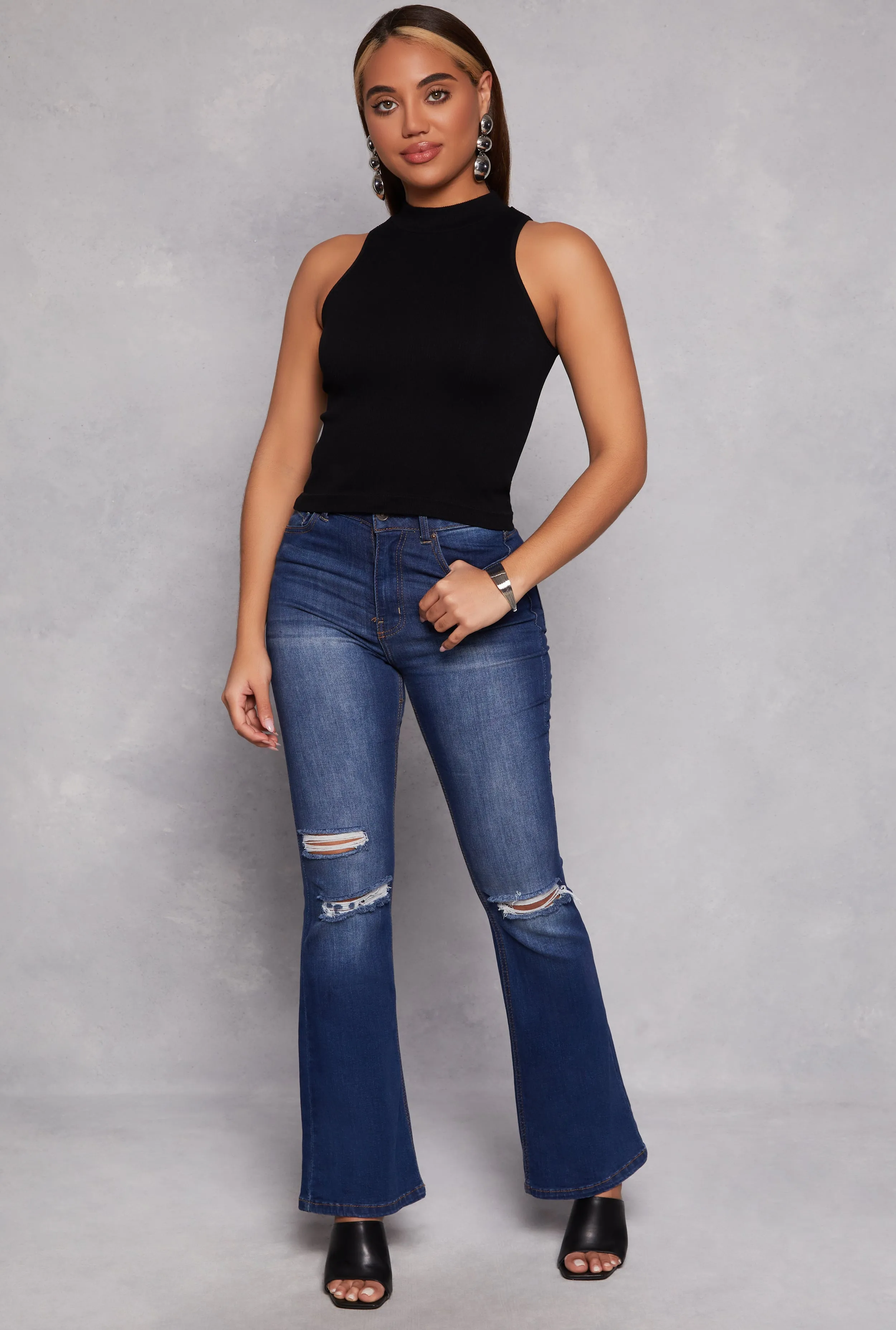 Seamless Ribbed Knit Mock Neck Top sold by Rainbow product image thumbnail 2