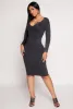 Daisy Rib Knit Notch Neck Bodycon Dress sold by Rainbow