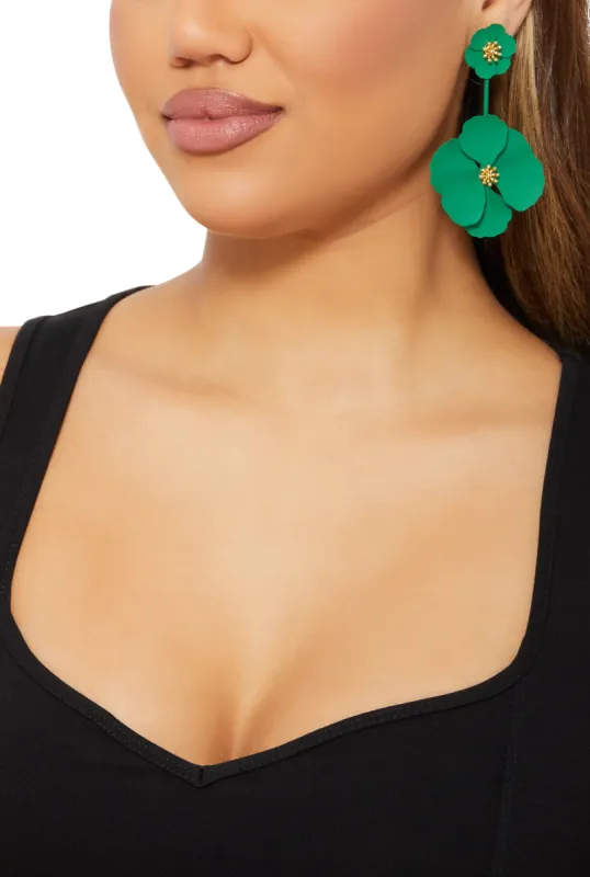 Double Flower Drop Earrings sold by Rainbow