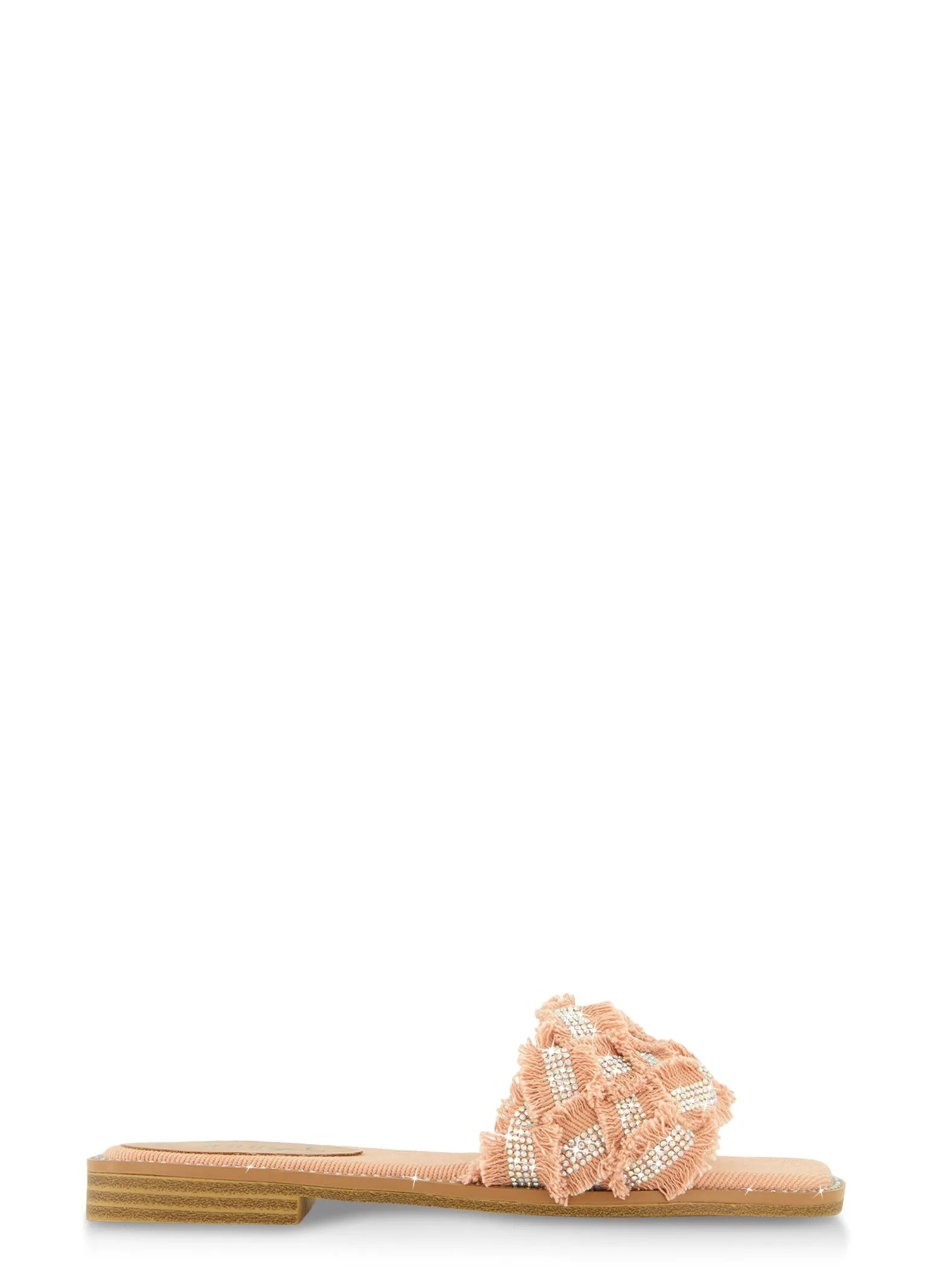 Rhinestone Frayed Braided Band Slide Sandals sold by Rainbow product image thumbnail 2