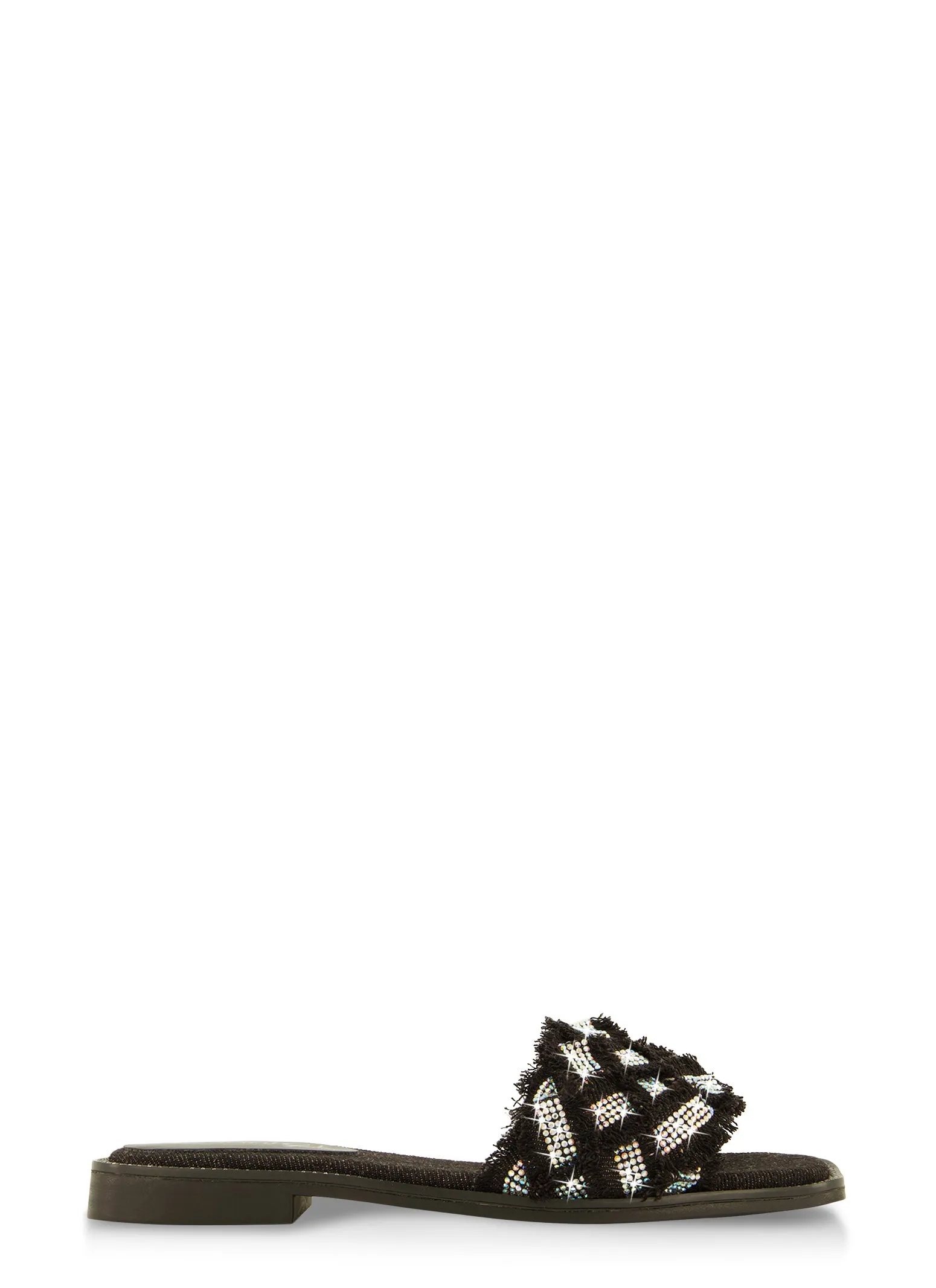 Rhinestone Frayed Braided Band Slide Sandals sold by Rainbow product image thumbnail 2