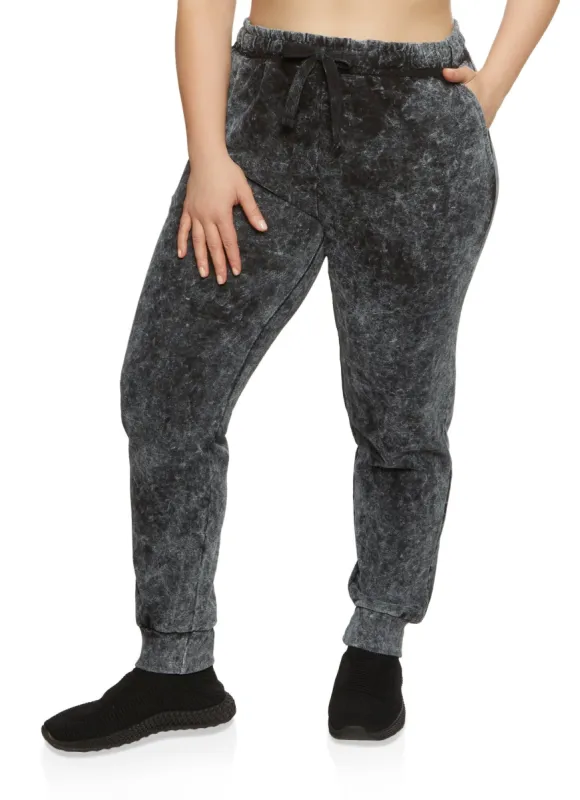 Plus Size Acid Wash Drawstring Joggers sold by Rainbow