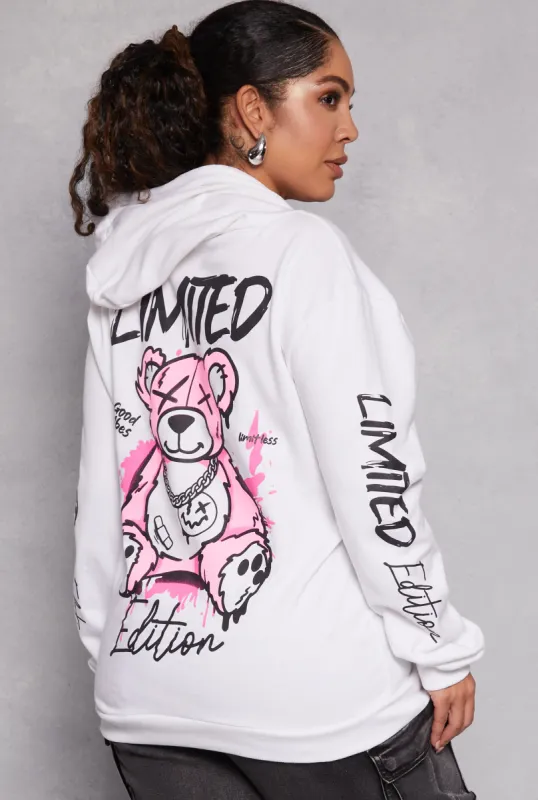 Plus Size Limited Edition Bear Graphic Hoodie sold by Rainbow