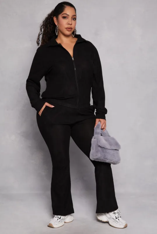 Plus Size Ribbed Knit Flare Pants sold by Rainbow