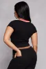 Seamless Ribbed Contrast V Neck Crop Top sold by Rainbow