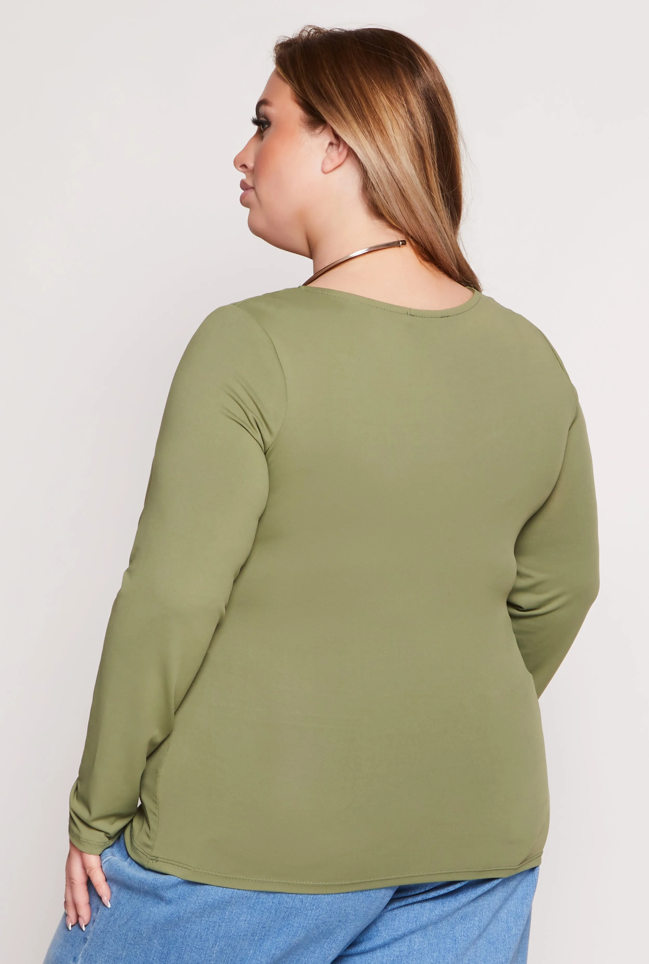 Plus Size V Neck Long Sleeve Top sold by Rainbow product image thumbnail 3