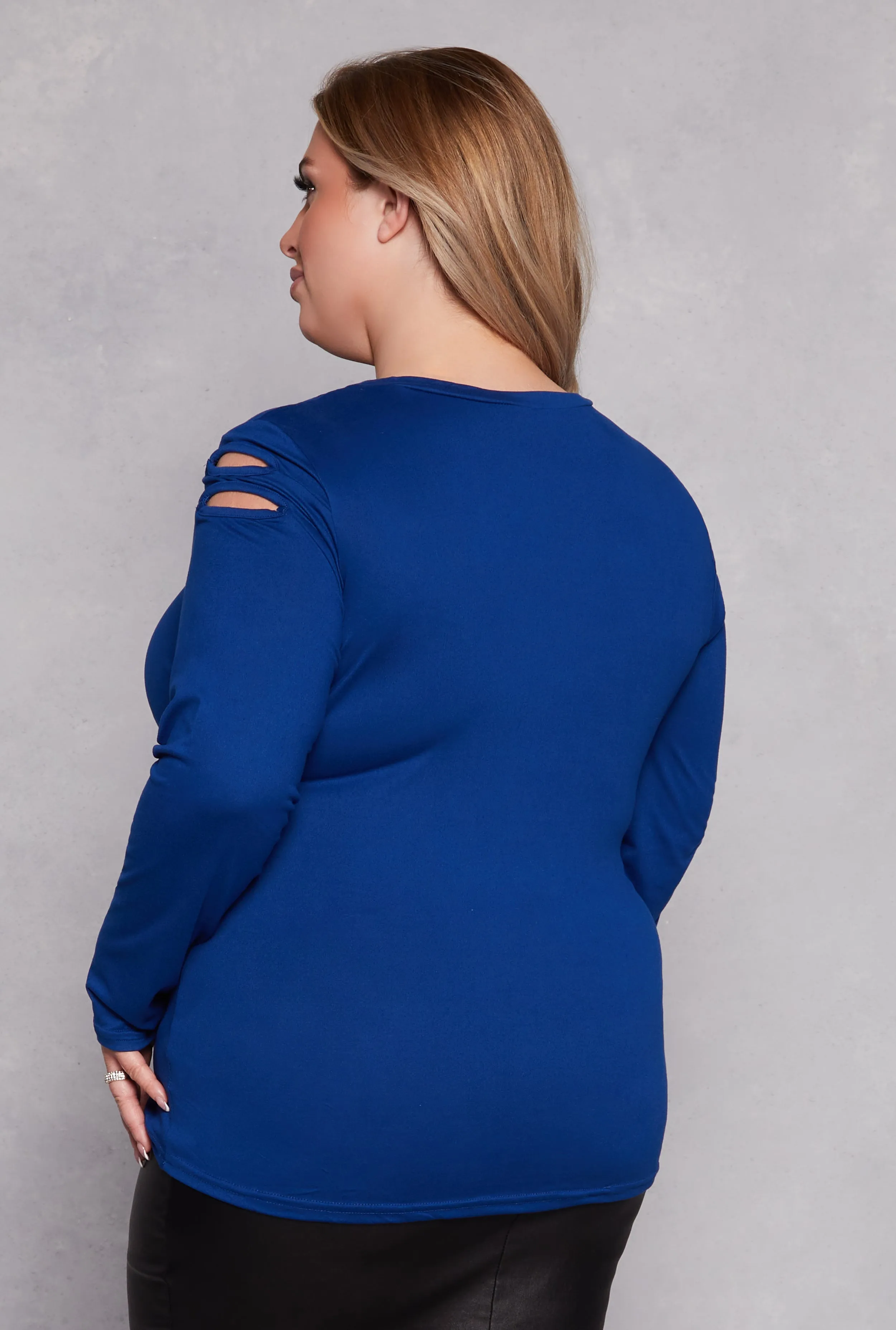 Plus Size Cut Out Detail Long Sleeve Top sold by Rainbow product image thumbnail 3