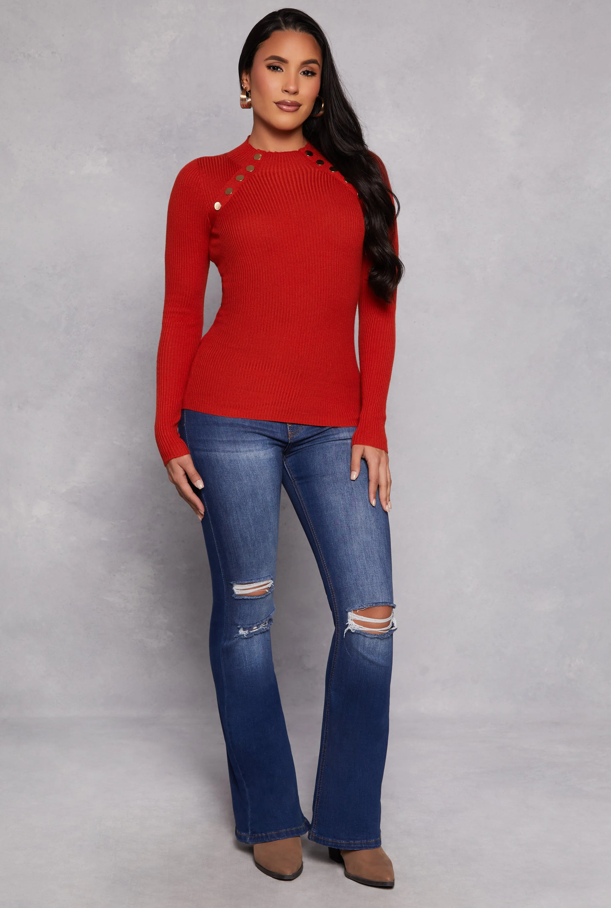 Button Detail Mock Neck Top sold by Rainbow product image thumbnail 2