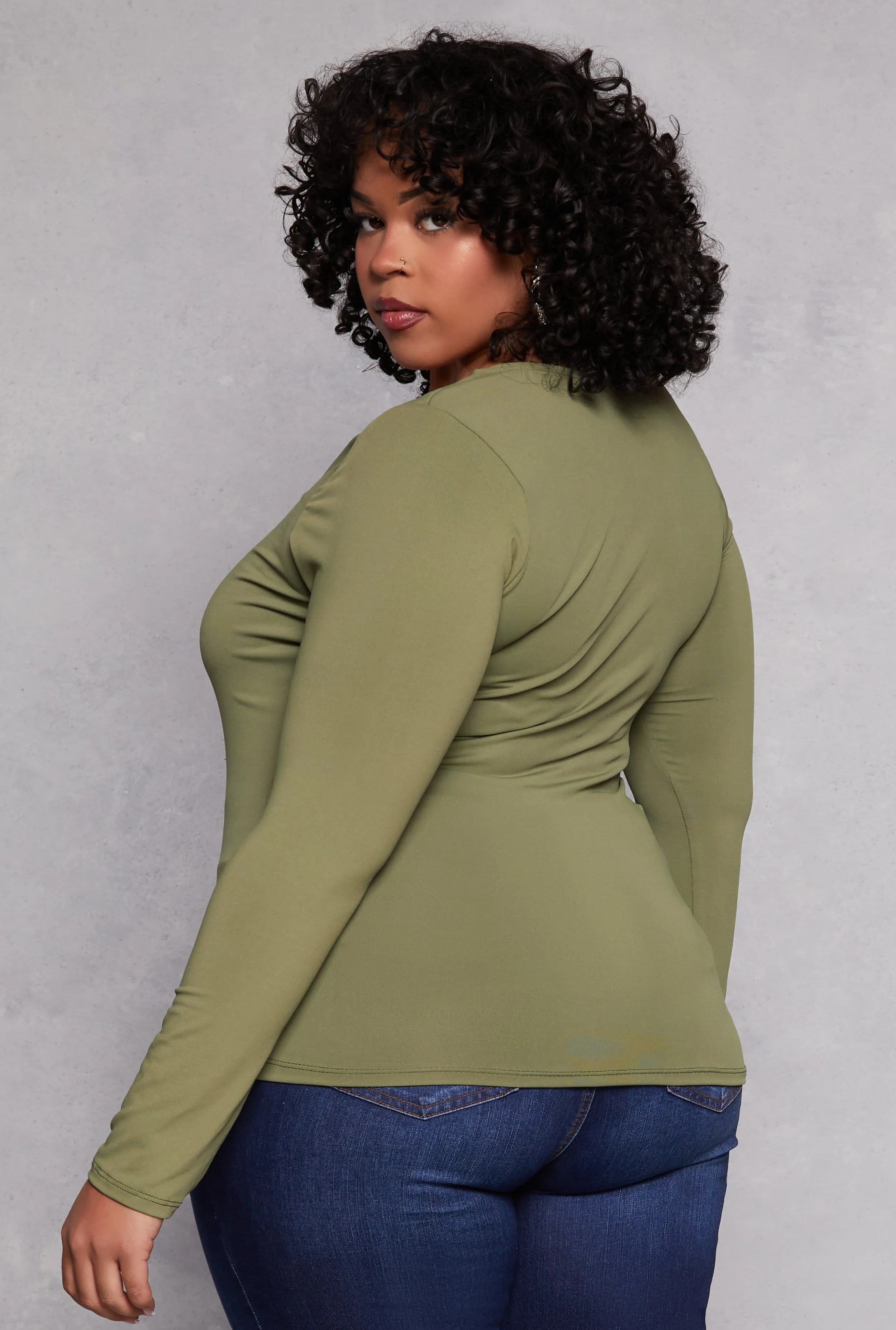 Plus Size Scoop Neck Long Sleeve T Shirt sold by Rainbow product image thumbnail 3