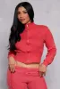 Ribbed Knit Acid Wash Zip Front Crop Top sold by Rainbow