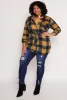 Plus Size Plaid Tie Waist Belted Shirt sold by Rainbow