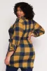 Plus Size Plaid Tie Waist Belted Shirt sold by Rainbow