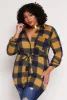 Plus Size Plaid Tie Waist Belted Shirt sold by Rainbow