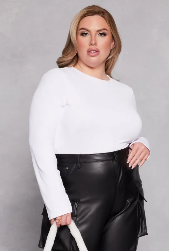 Plus Size Crew Neck Long Sleeve Top sold by Rainbow