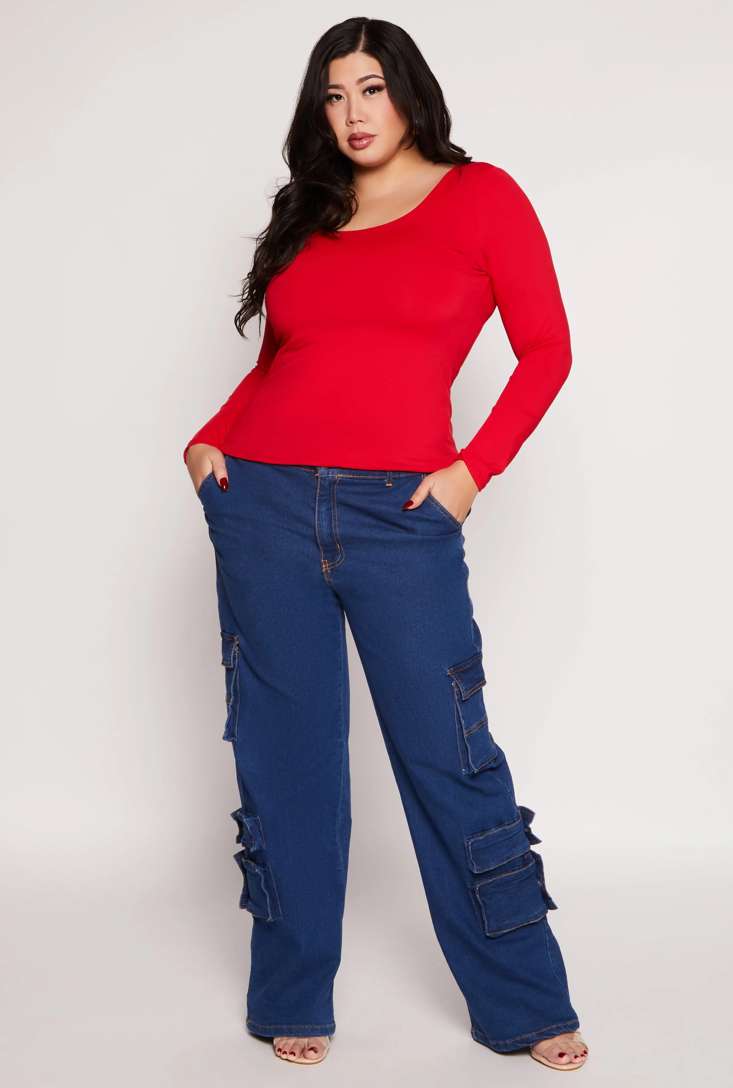 Plus Size Scoop Neck Long Sleeve T Shirt sold by Rainbow product image thumbnail 2