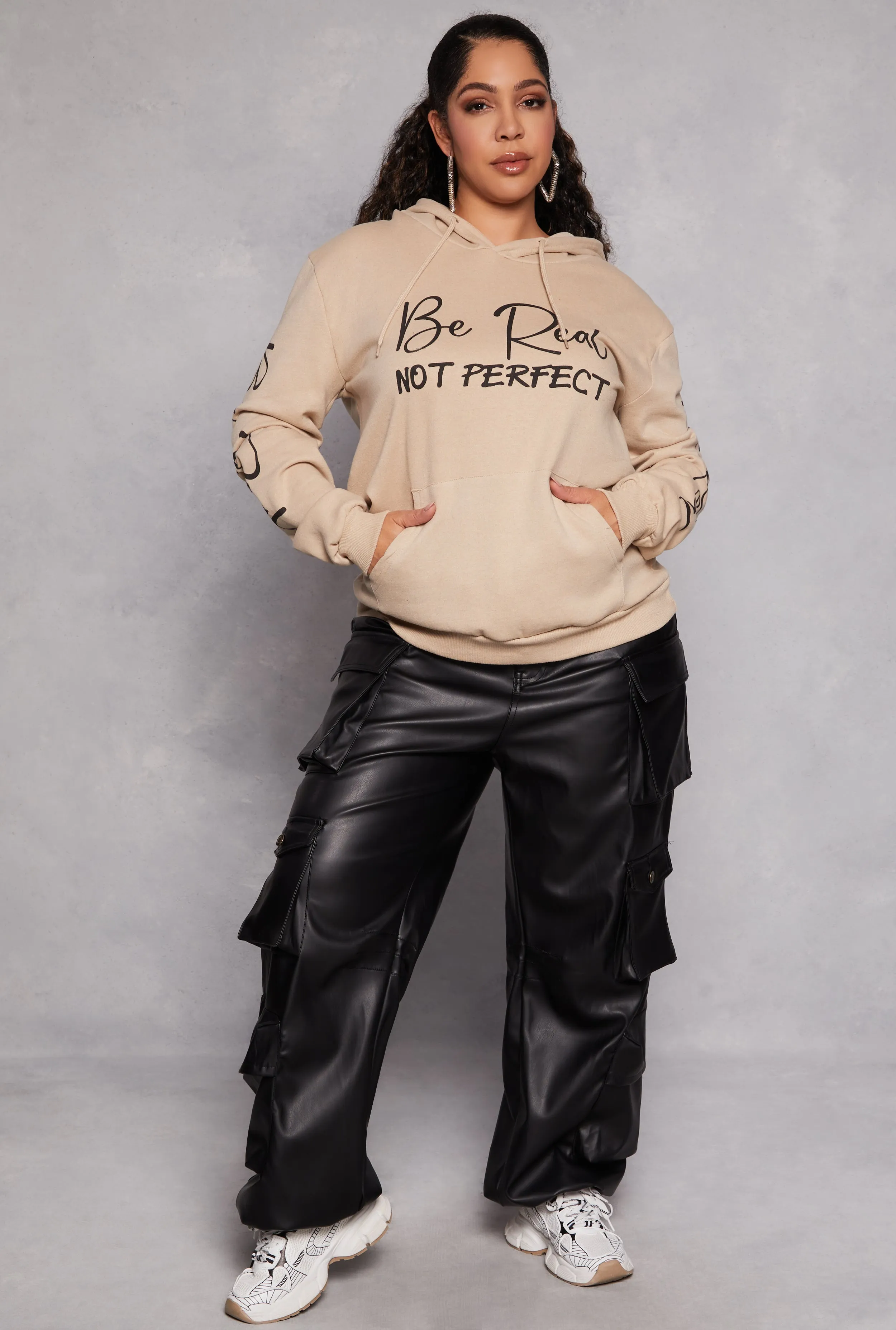 Plus Size Be Real Graphic Pullover Hoodie sold by Rainbow product image thumbnail 2