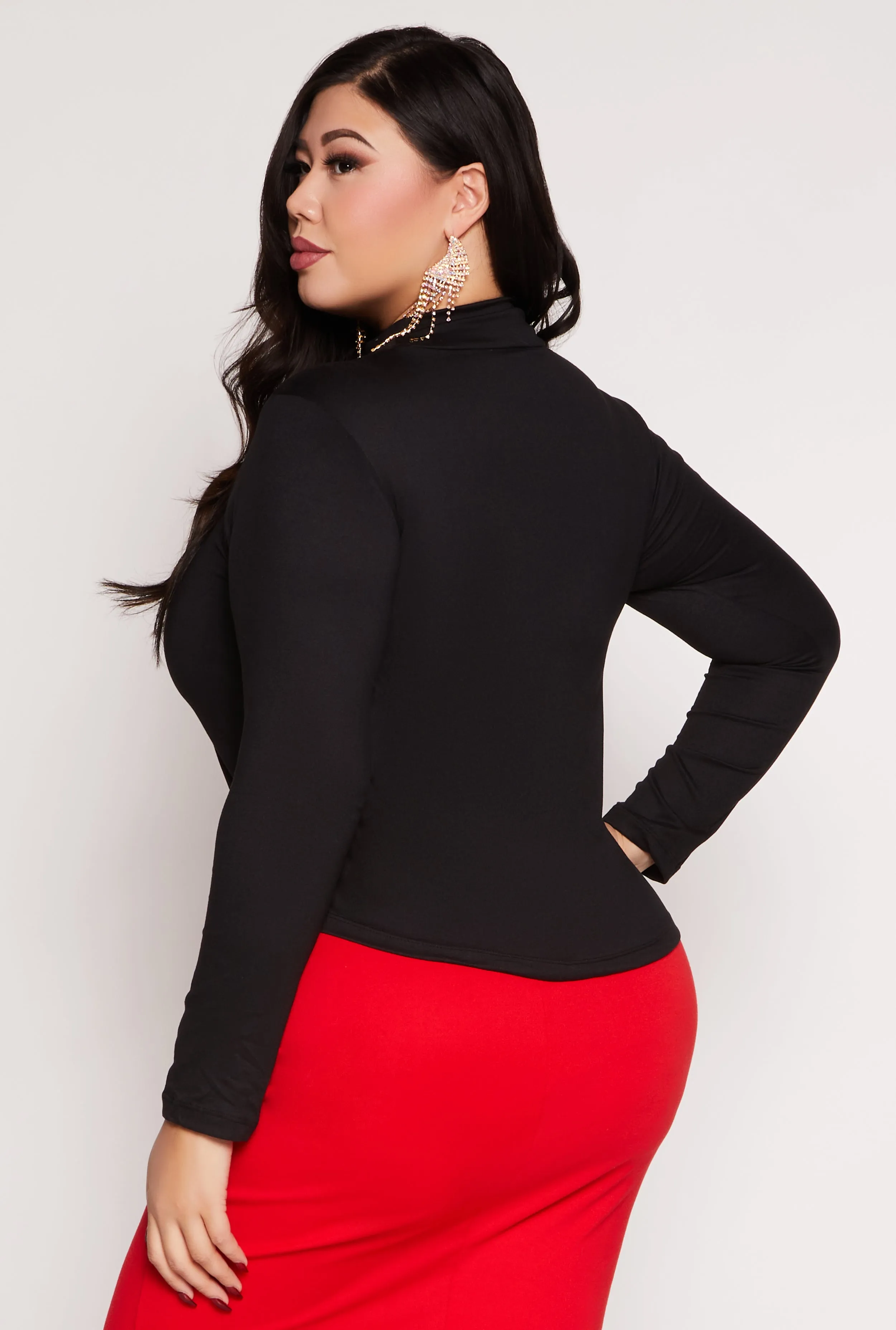 Plus Size Caged Keyhole Long Sleeve Top sold by Rainbow product image thumbnail 3