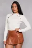 Button Detail Mock Neck Top sold by Rainbow