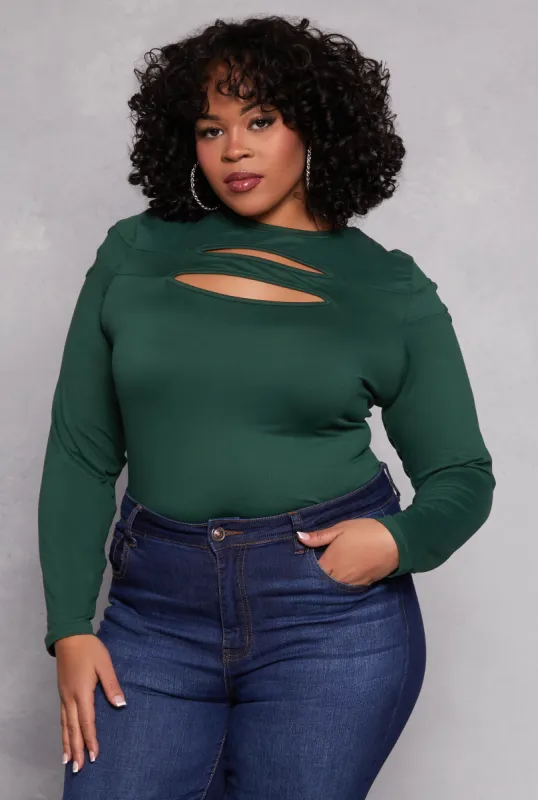 Plus Size Cut Out Detail Long Sleeve Top sold by Rainbow