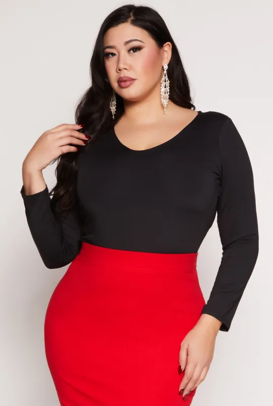 Plus Size V Neck Long Sleeve Top sold by Rainbow