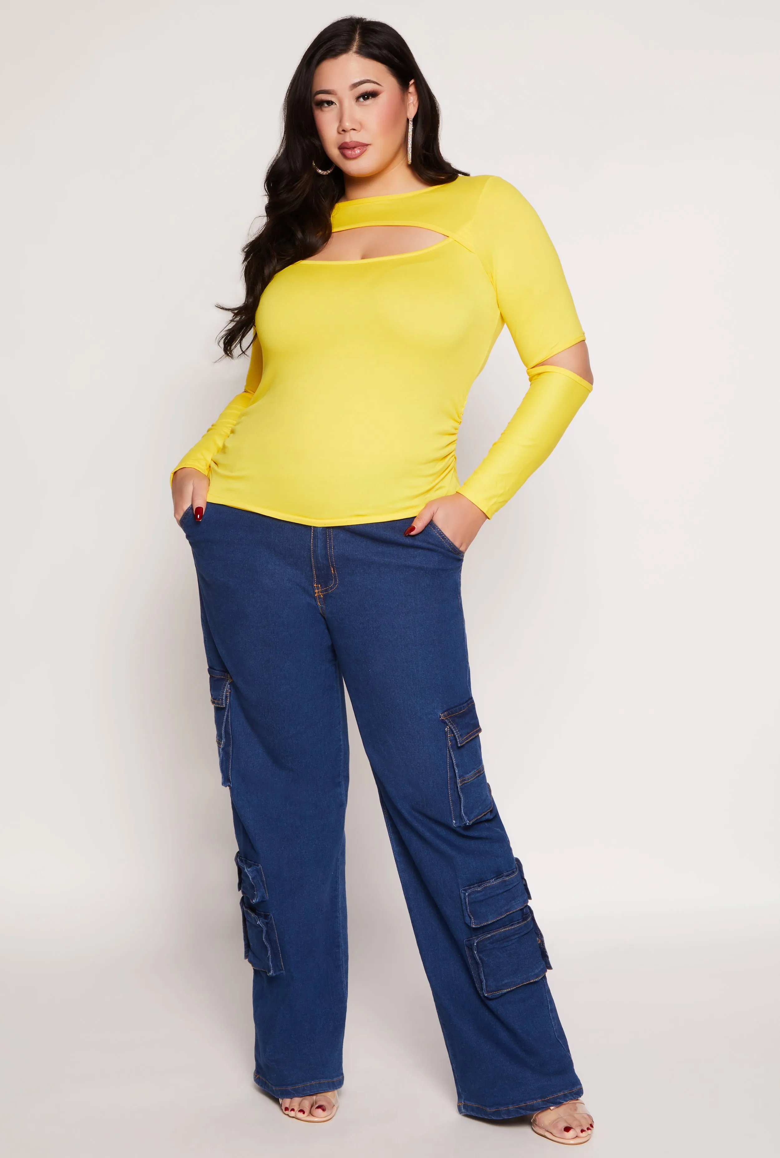 Plus Size Cut Out Long Sleeve Top sold by Rainbow product image thumbnail 2